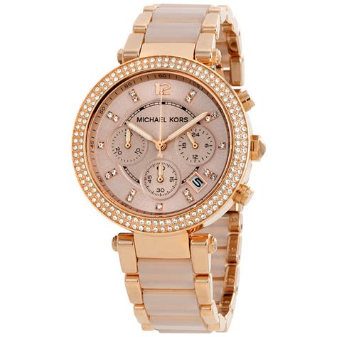 michael kors channing rose gold watch|michael kors parker chronograph watch.